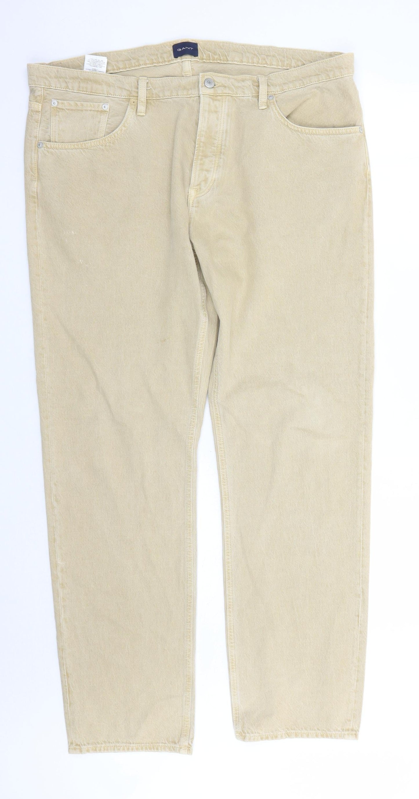 GANT Mens Beige Cotton Straight Jeans Size 40 in L31 in Regular Zip