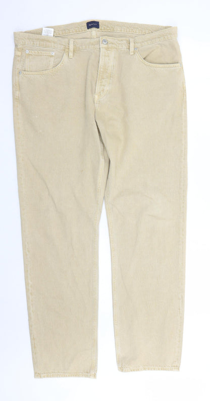 GANT Mens Beige Cotton Straight Jeans Size 40 in L31 in Regular Zip