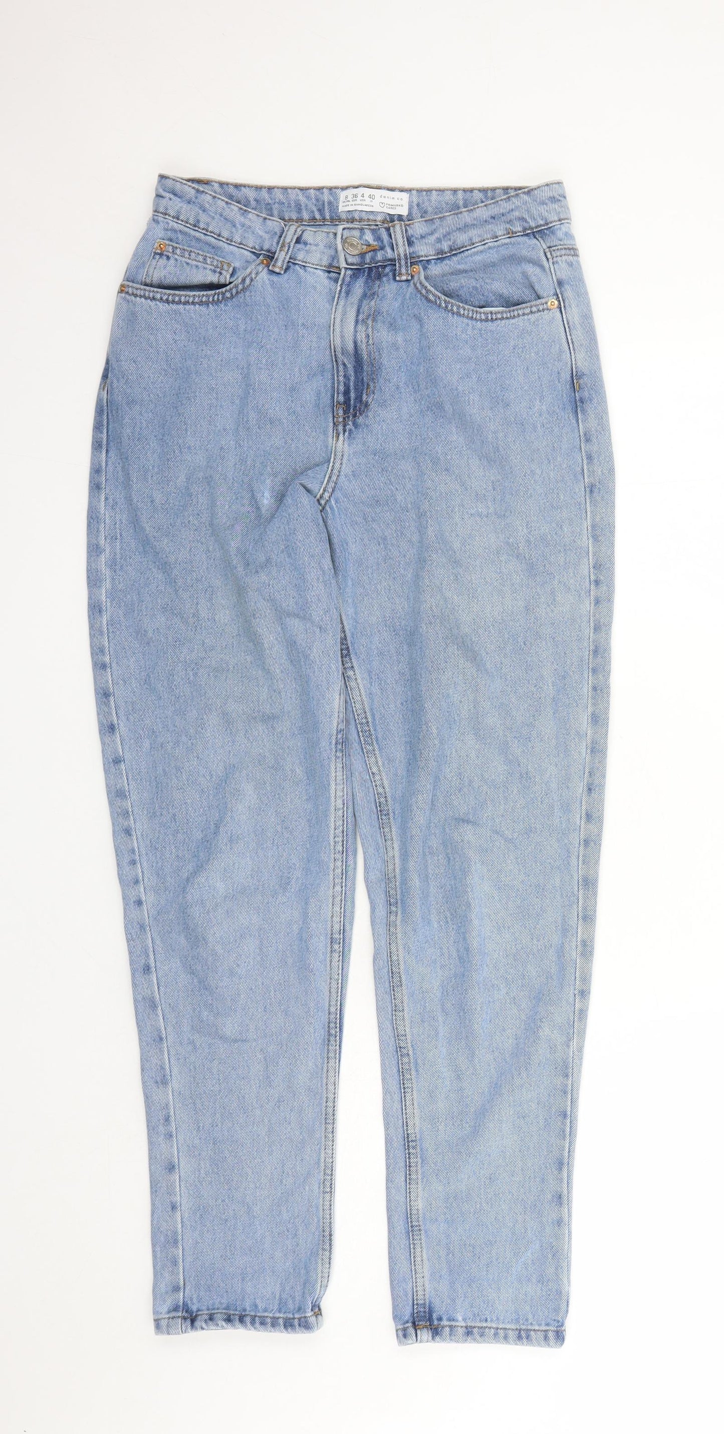 Denim & Co. Womens Blue Cotton Mom Jeans Size 8 L29 in Regular Zip