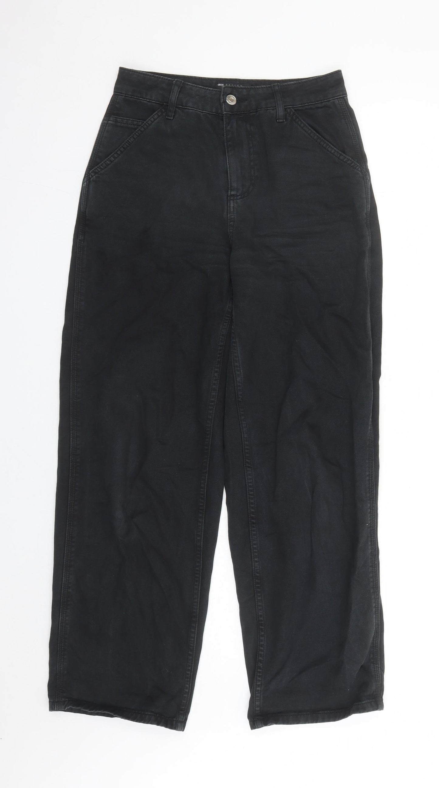 ASOS Womens Black Cotton Mom Jeans Size 6 L29 in Regular Zip