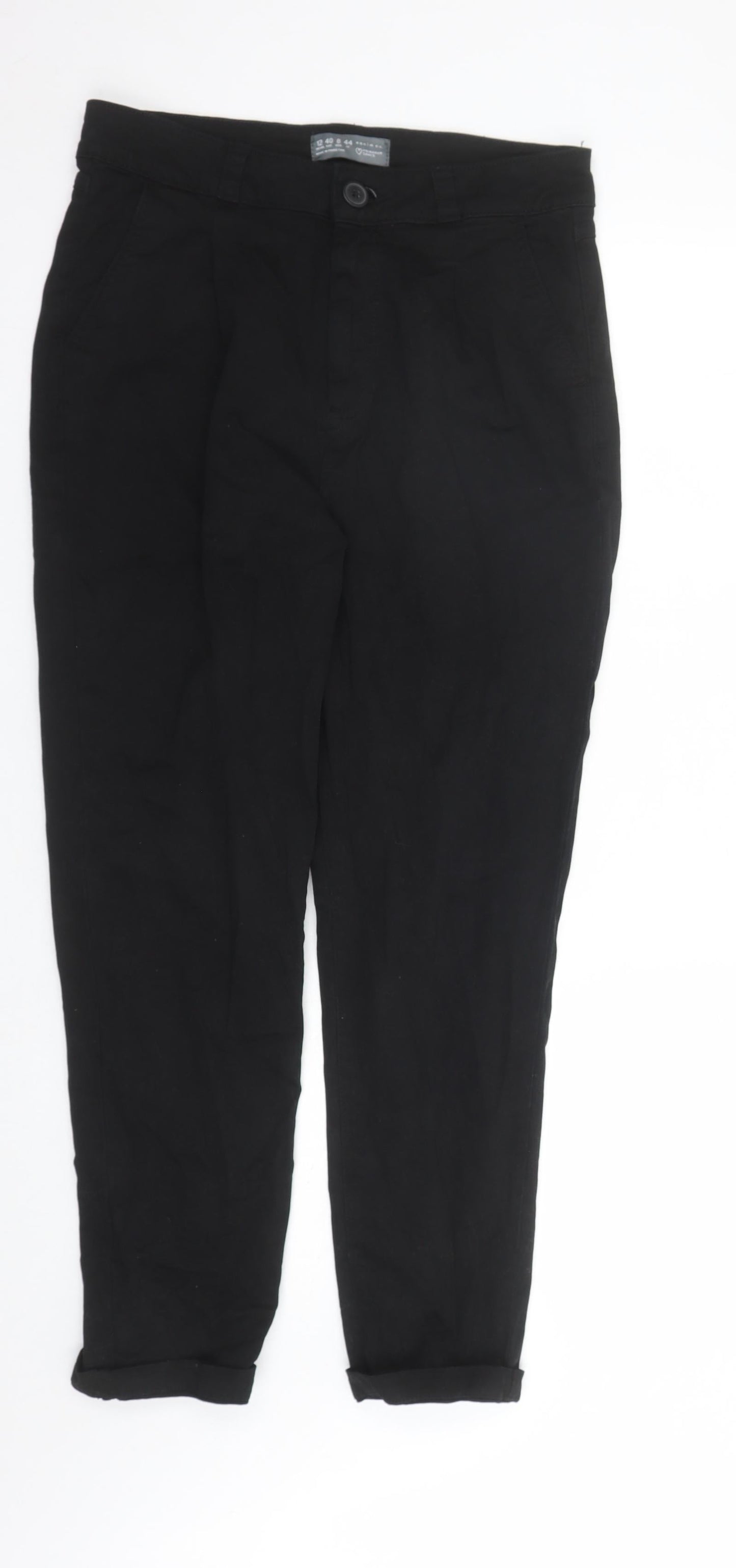 Denim & Co. Womens Black Cotton Mom Jeans Size 12 L27 in Regular Zip