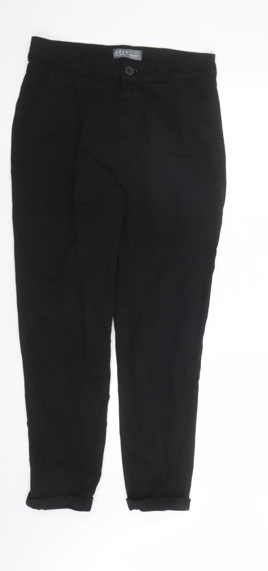 Denim & Co. Womens Black Cotton Mom Jeans Size 12 L27 in Regular Zip