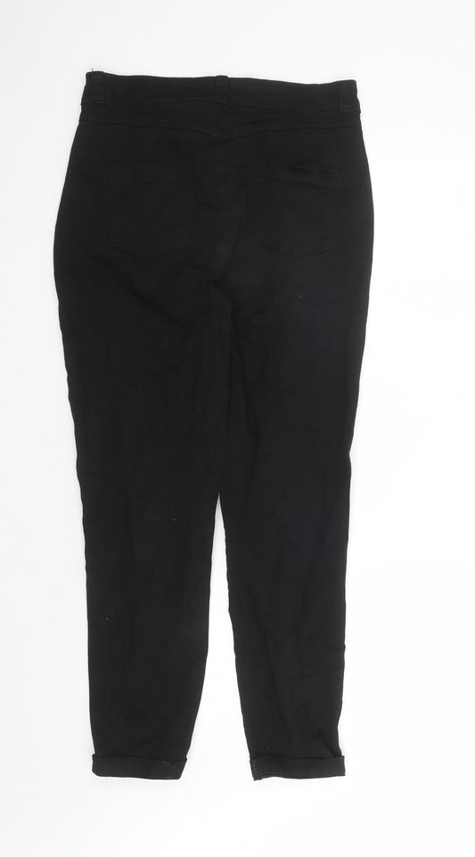 Denim & Co. Womens Black Cotton Mom Jeans Size 12 L27 in Regular Zip