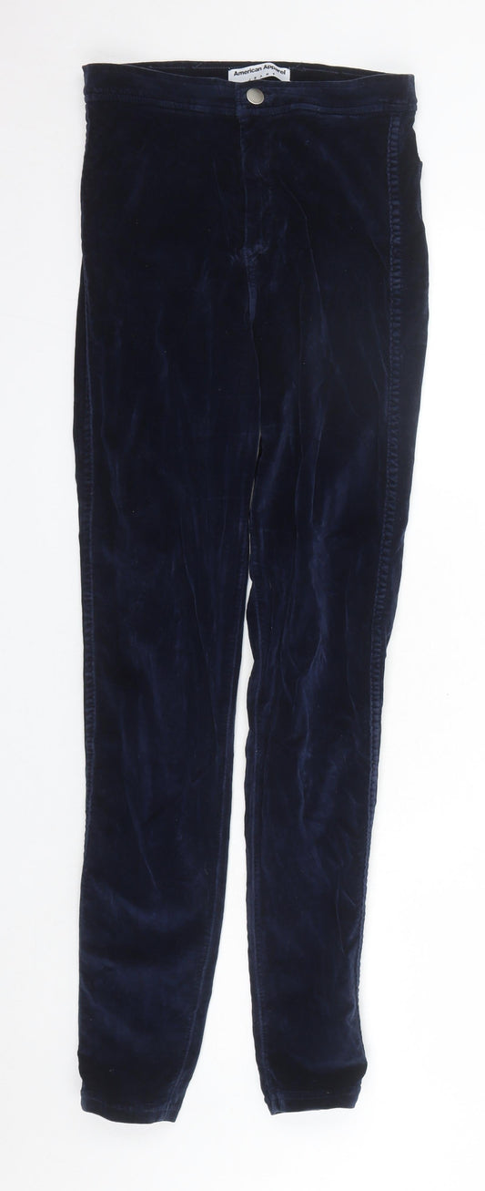 American Apparel Womens Blue Cotton Skinny Jeans Size L L30 in Regular Zip