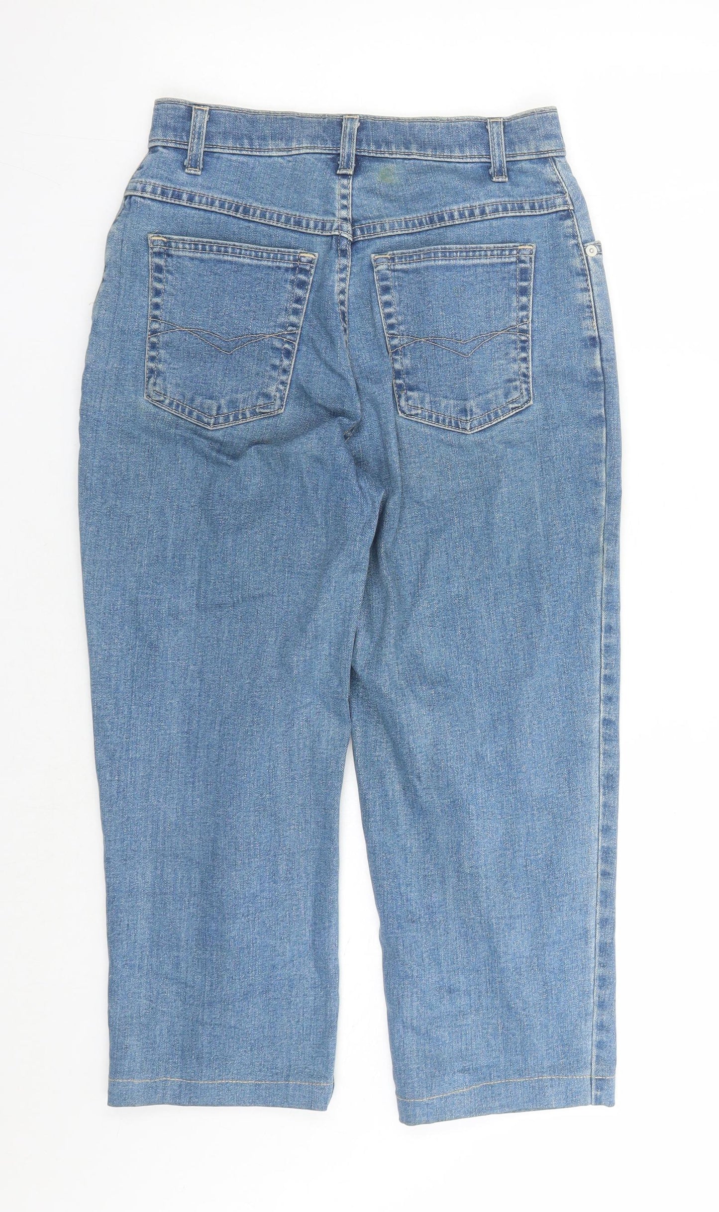 St Michael Womens Blue Cotton Cropped Jeans Size 8 L20 in Regular Zip - Vintage