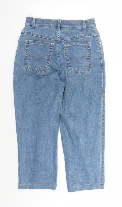 St Michael Womens Blue Cotton Cropped Jeans Size 8 L20 in Regular Zip - Vintage