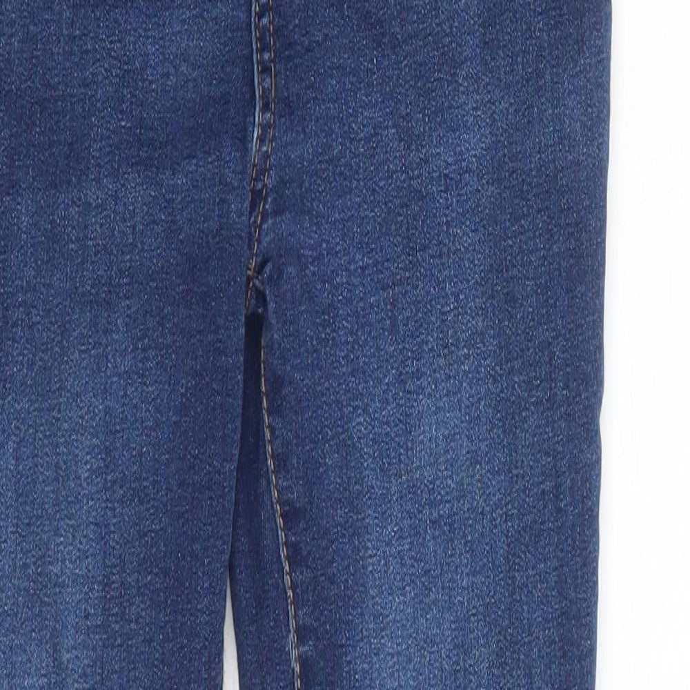 Denim & Co. Girls Blue Cotton Skinny Jeans Size 12-13 Years L25 in Regular Zip - Elasticated Waist
