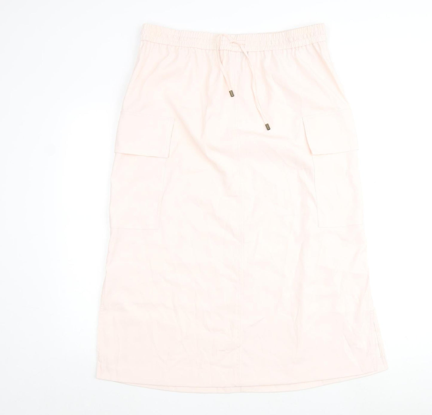 Marks and Spencer Womens Pink Polyester A-Line Skirt Size 16 Tie