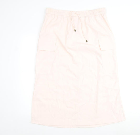 Marks and Spencer Womens Pink Polyester A-Line Skirt Size 16 Tie