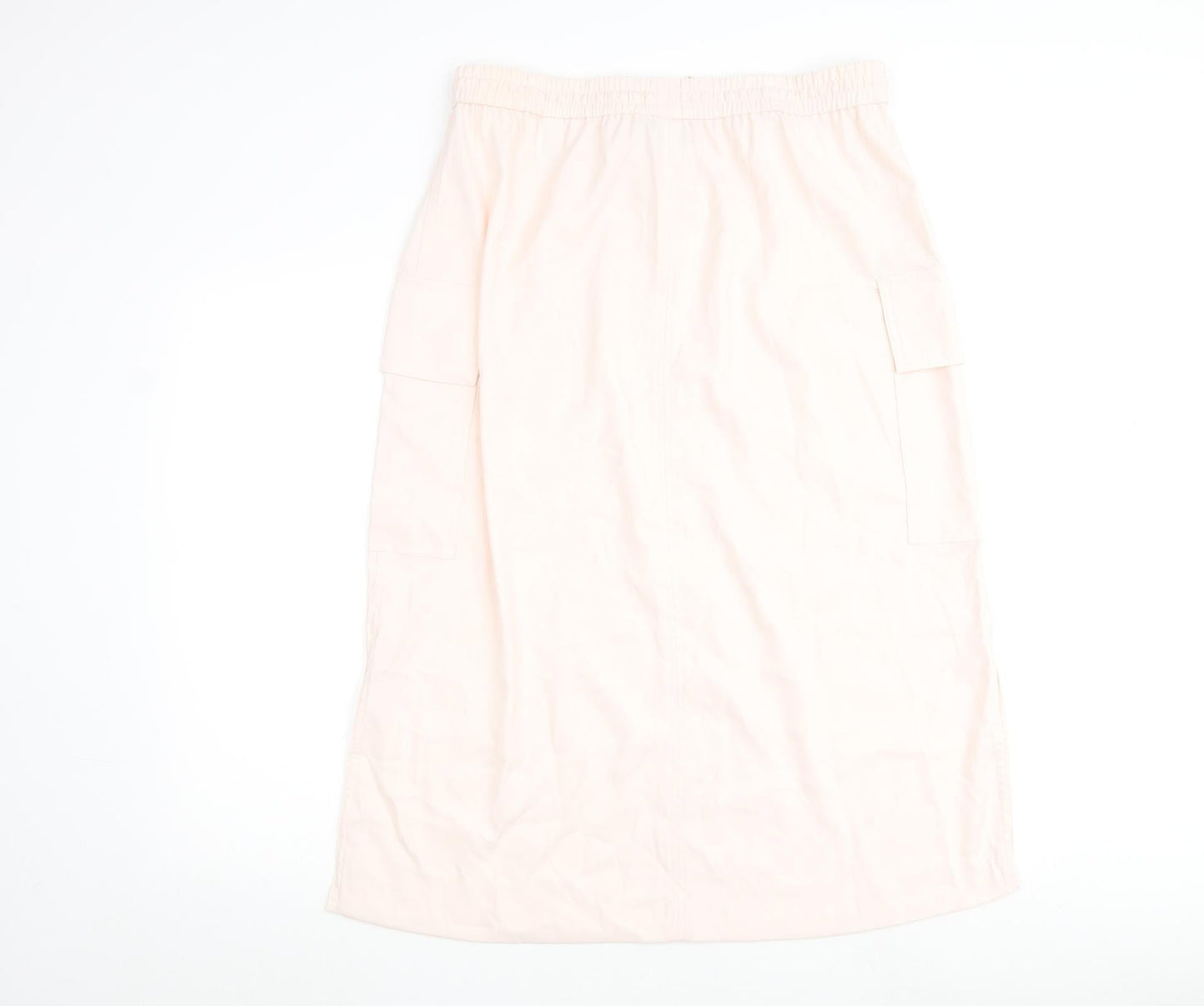 Marks and Spencer Womens Pink Polyester A-Line Skirt Size 16 Tie