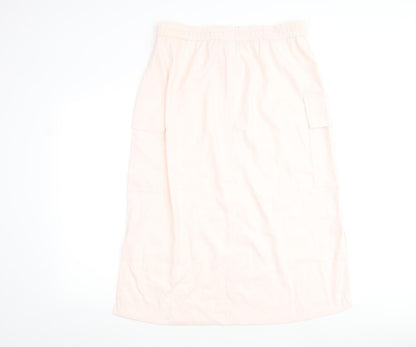 Marks and Spencer Womens Pink Polyester A-Line Skirt Size 16 Tie