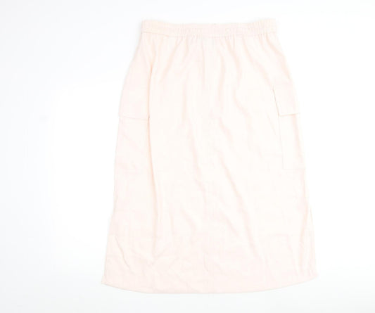 Marks and Spencer Womens Pink Polyester A-Line Skirt Size 16 Tie
