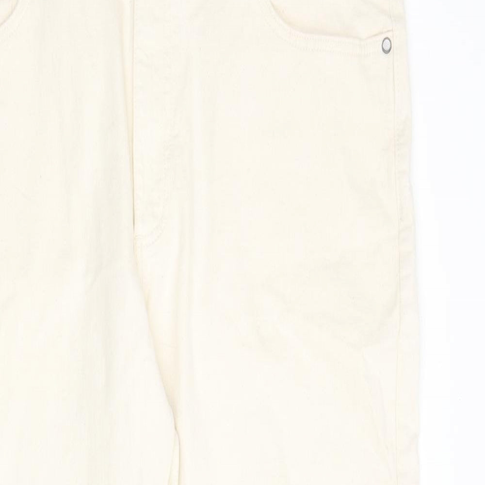 Marks and Spencer Mens Ivory Cotton Tapered Jeans Size 40 in L31 in Regular Zip