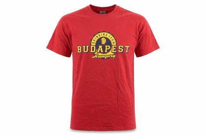 Budapest Mens Red Polyester T-Shirt Size S Round Neck