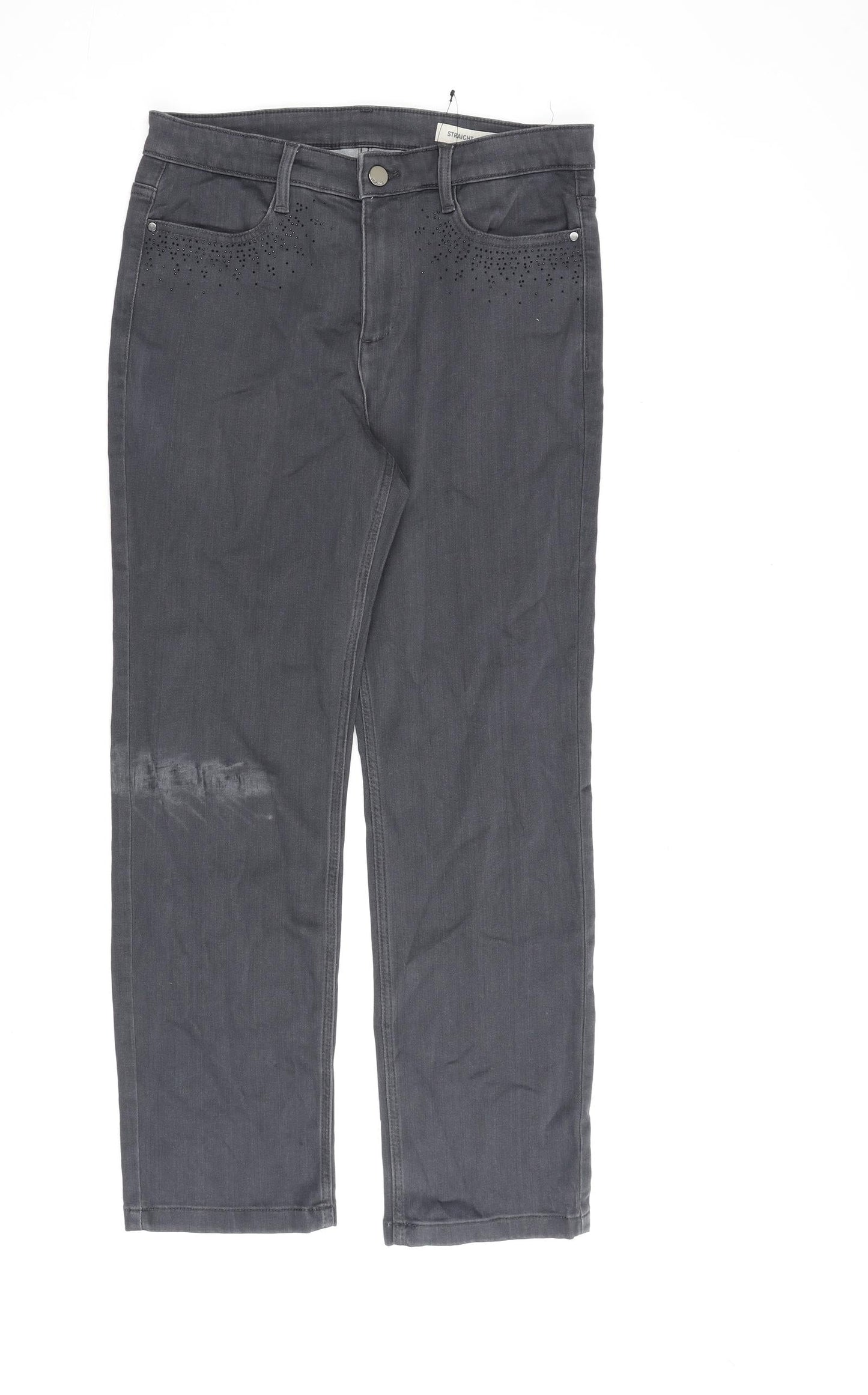 Womens UK Size 12 Marks and Spencer Regular Fit Straight Grey Jeans