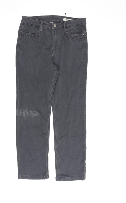 Womens UK Size 12 Marks and Spencer Regular Fit Straight Grey Jeans