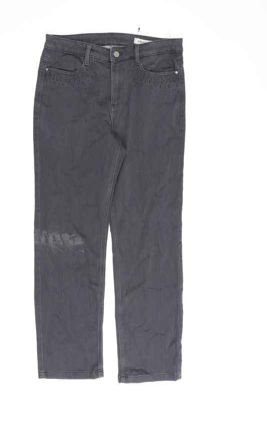 Womens UK Size 12 Marks and Spencer Regular Fit Straight Grey Jeans
