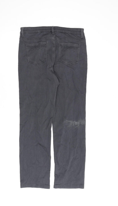 Womens UK Size 12 Marks and Spencer Regular Fit Straight Grey Jeans