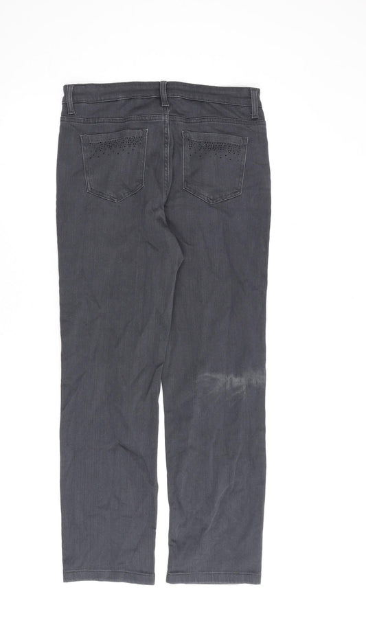 Womens UK Size 12 Marks and Spencer Regular Fit Straight Grey Jeans