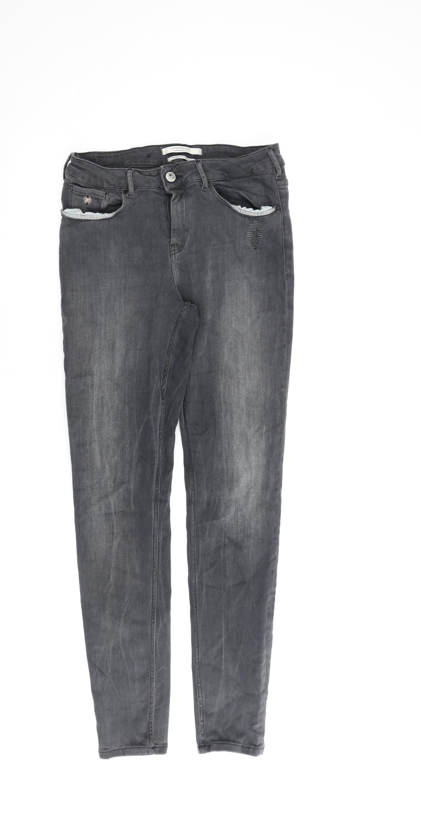 Scotch & Soda Womens Grey Cotton Straight Jeans Size 28 in L30 in Regular Zip