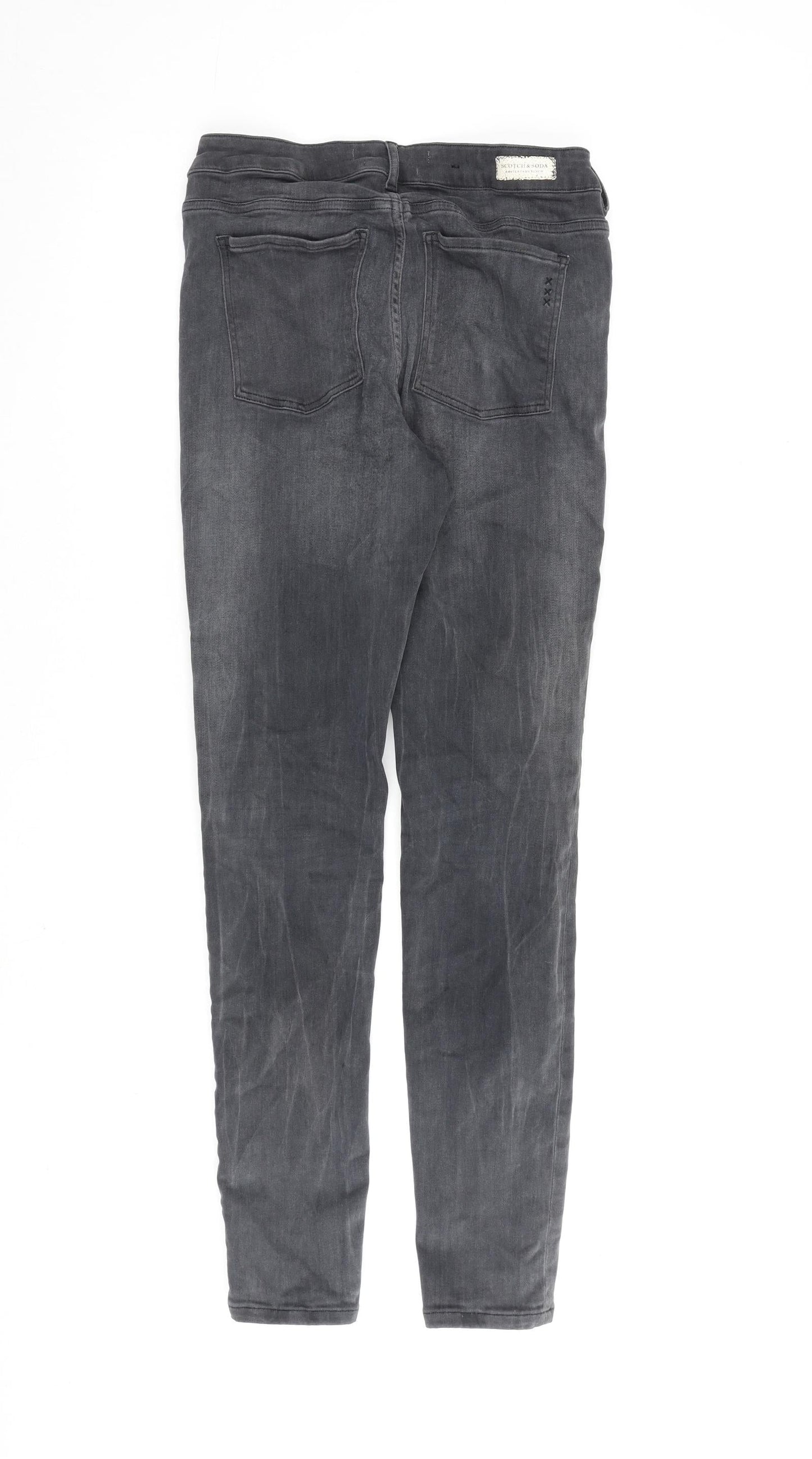 Scotch & Soda Womens Grey Cotton Straight Jeans Size 28 in L30 in Regular Zip