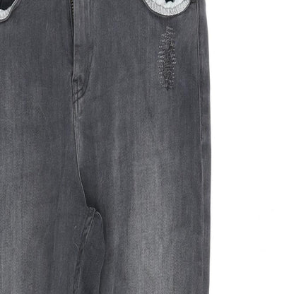 Scotch & Soda Womens Grey Cotton Straight Jeans Size 28 in L30 in Regular Zip