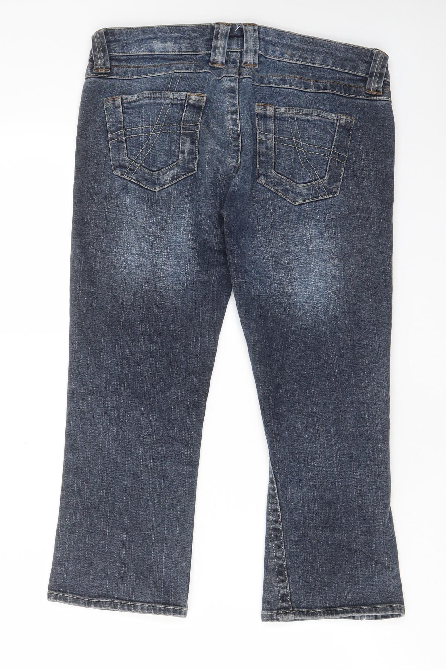 Moto Womens Blue Cotton Cropped Jeans Size 10 L21 in Regular Zip - Pockets, Belt Loops