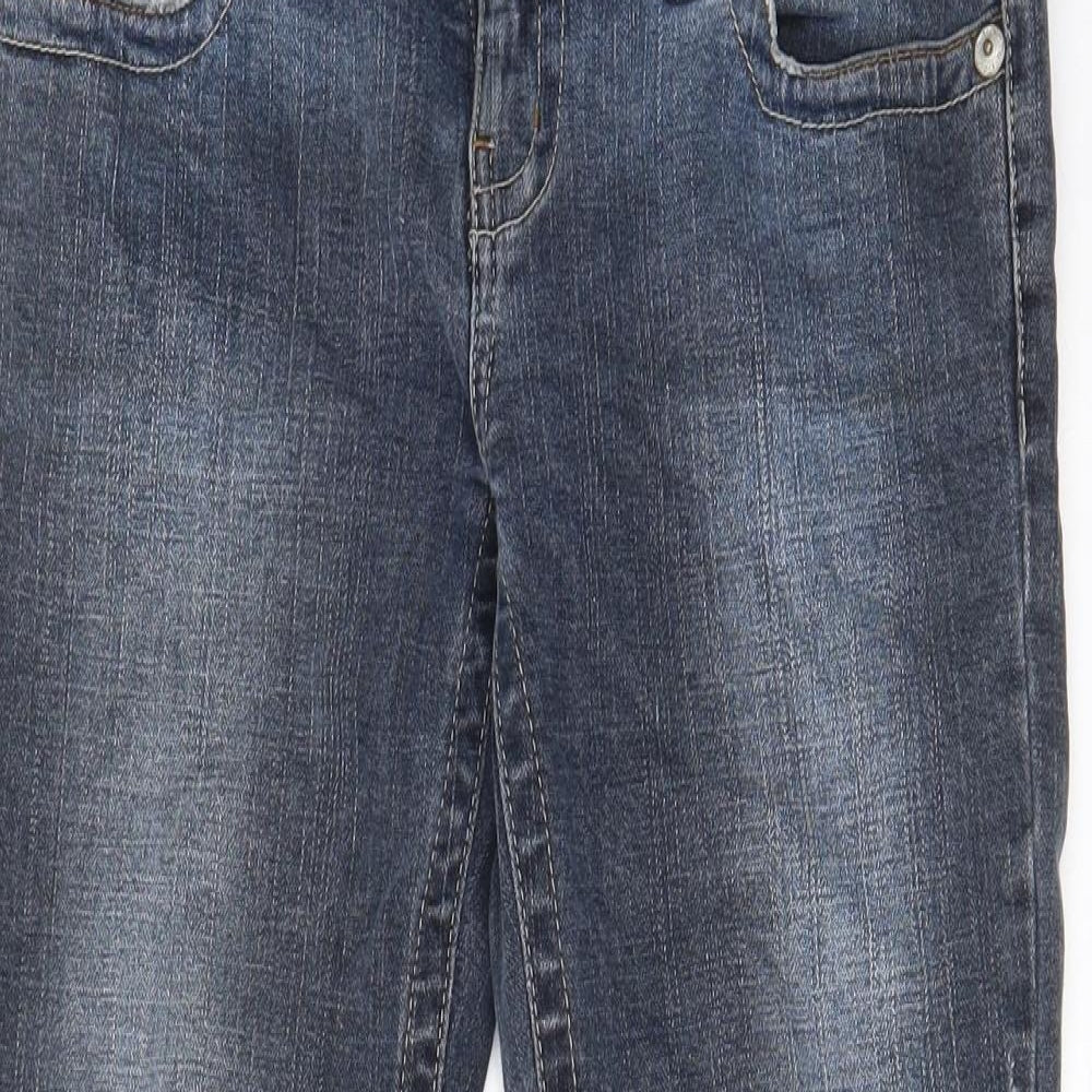 Moto Womens Blue Cotton Cropped Jeans Size 10 L21 in Regular Zip - Pockets, Belt Loops