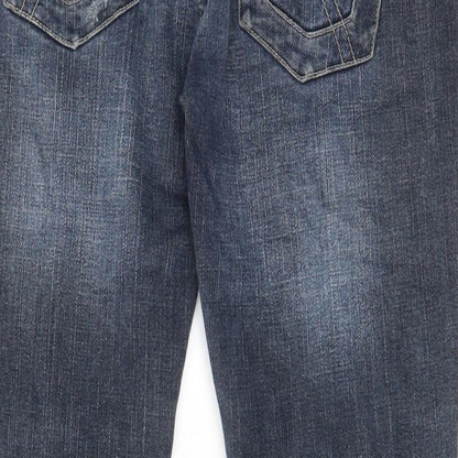 Moto Womens Blue Cotton Cropped Jeans Size 10 L21 in Regular Zip - Pockets, Belt Loops