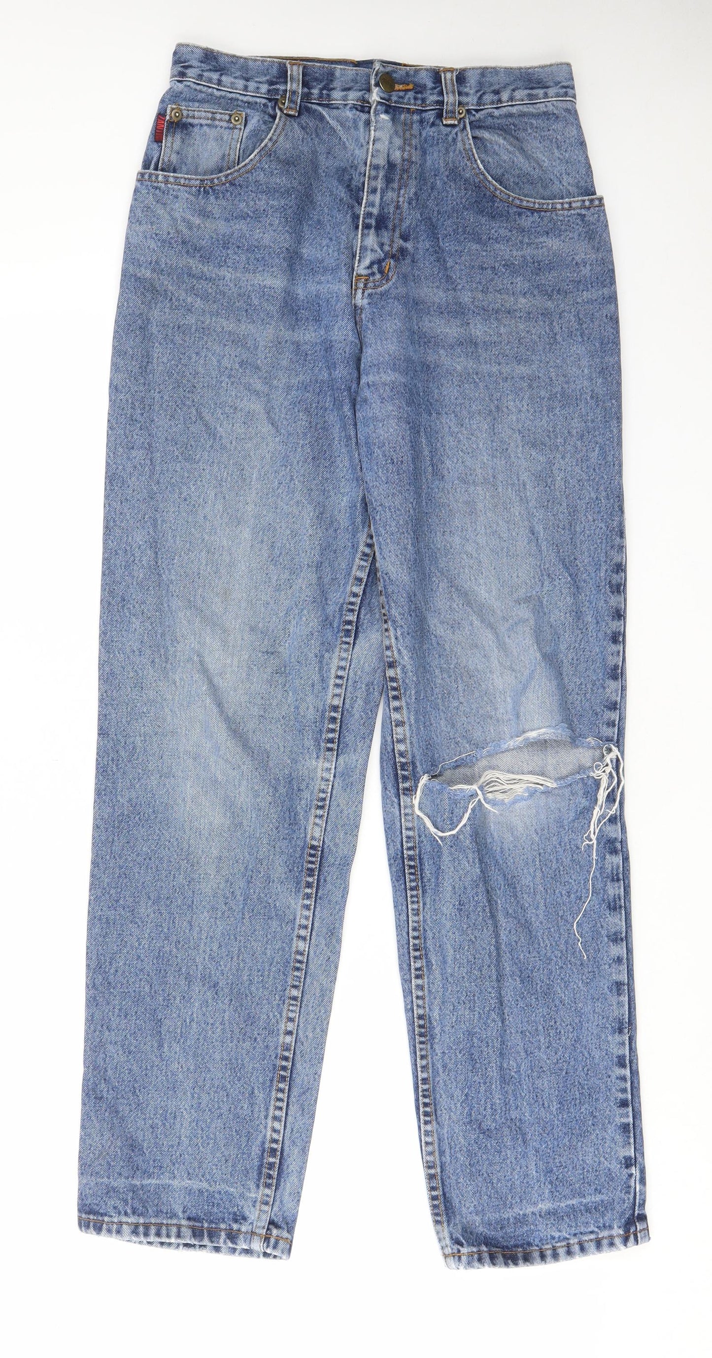 Zantos Womens Blue Cotton Straight Jeans Size 28 in L30 in Regular Zip - Pockets, Belt Loops