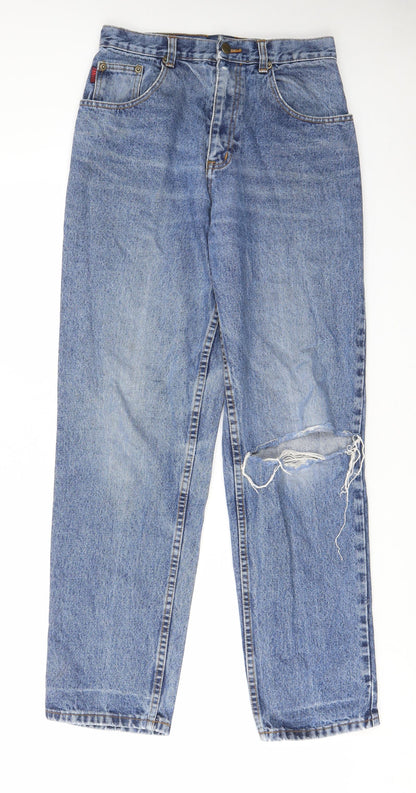 Zantos Womens Blue Cotton Straight Jeans Size 28 in L30 in Regular Zip - Pockets, Belt Loops