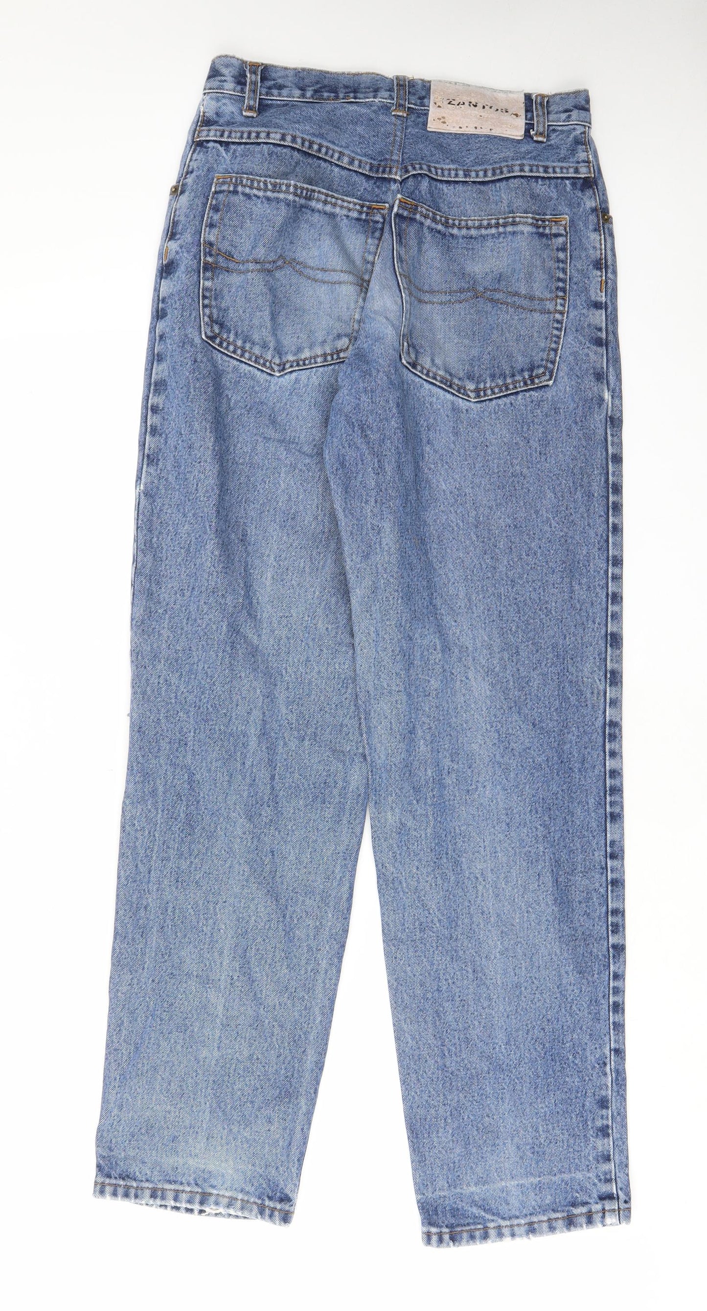 Zantos Womens Blue Cotton Straight Jeans Size 28 in L30 in Regular Zip - Pockets, Belt Loops
