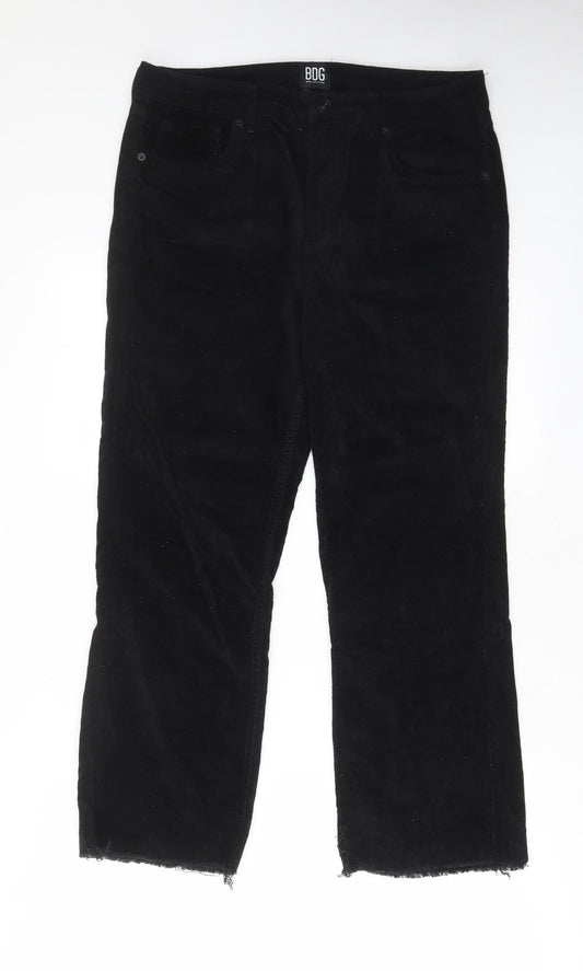 BDG Womens Black Cotton Trousers Size 32 in L26 in Regular Zip - Pockets, Belt Loops