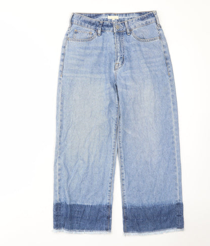 Earth Womens Blue Cotton Straight Jeans Size S L25 in Regular Zip - Pockets, Belt Loops