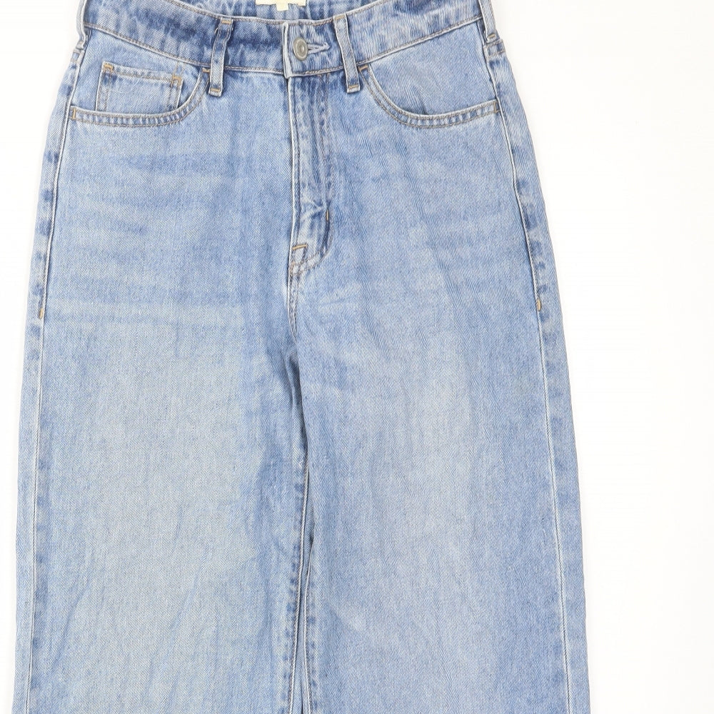 Earth Womens Blue Cotton Straight Jeans Size S L25 in Regular Zip - Pockets, Belt Loops