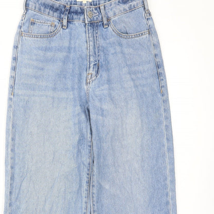 Earth Womens Blue Cotton Straight Jeans Size S L25 in Regular Zip - Pockets, Belt Loops