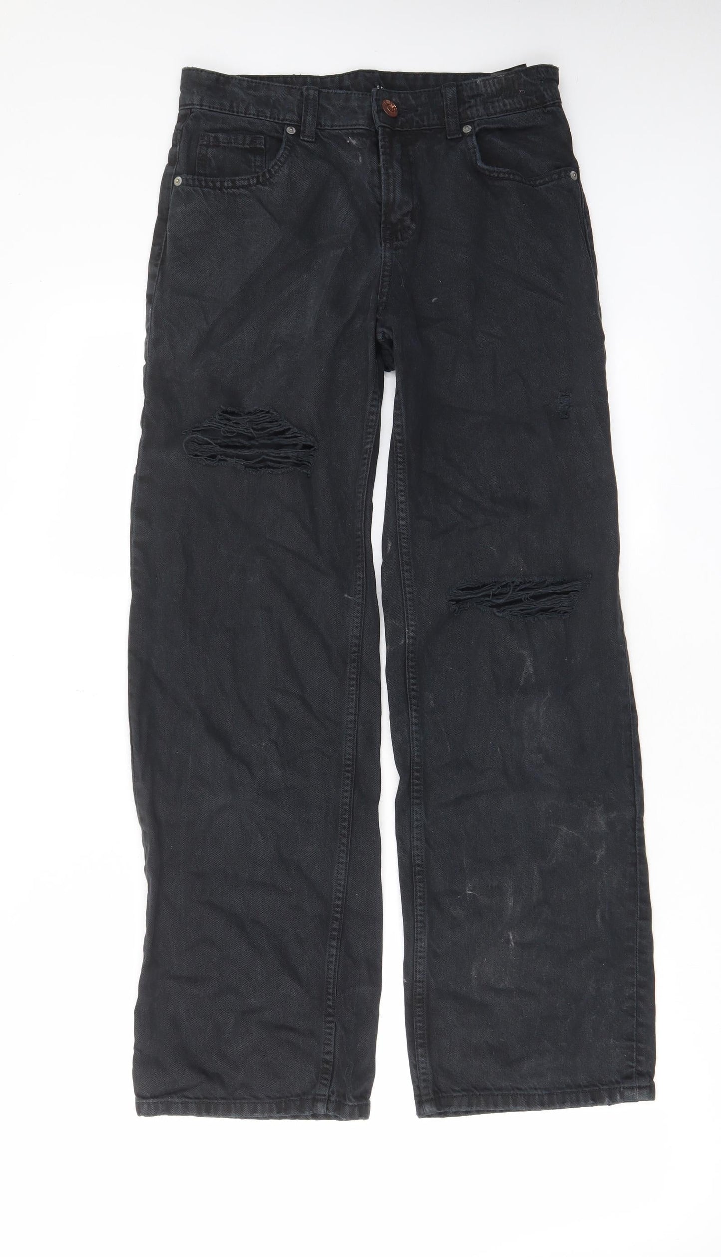 Womens UK Size 6 H&M Regular Fit Wide-Leg Grey Jeans