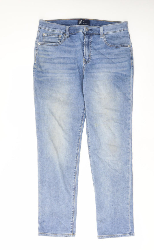 Gap Womens Blue Cotton Straight Jeans Size 10 L28 in Regular Zip - Pockets, Belt Loops, Logo