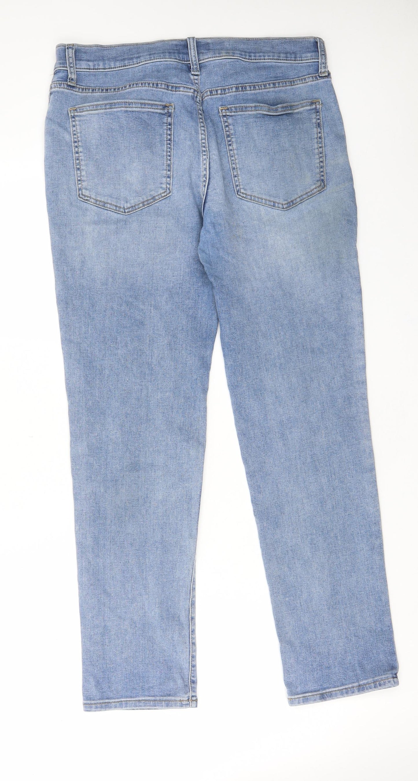 Gap Womens Blue Cotton Straight Jeans Size 10 L28 in Regular Zip - Pockets, Belt Loops, Logo