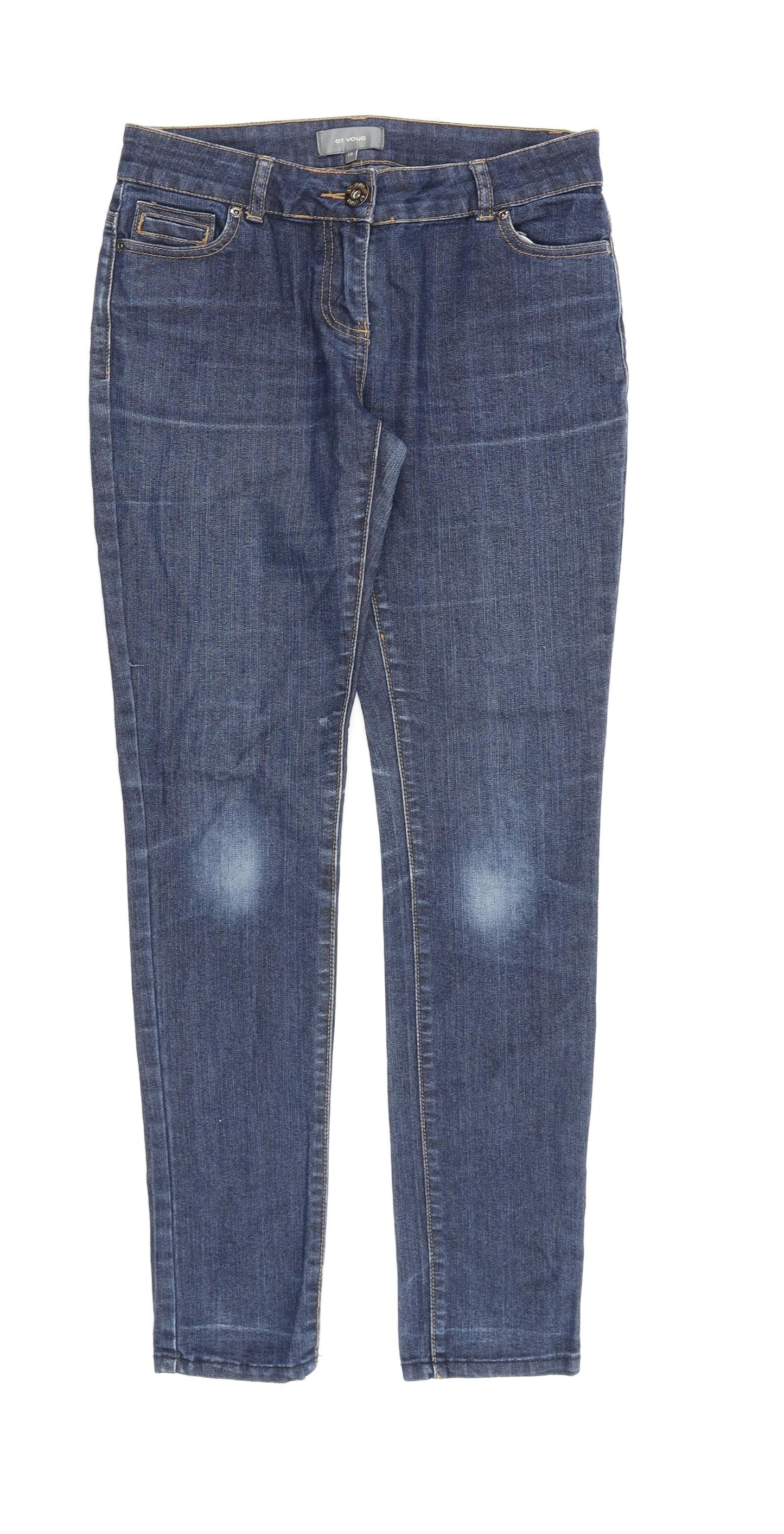 Et Vous Womens Blue Cotton Straight Jeans Size 10 L30 in Regular Zip
