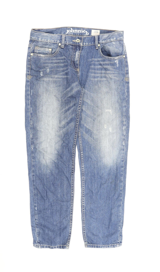 Johnnie B Mens Blue Cotton Straight Jeans Size 30 in L28 in Regular Zip
