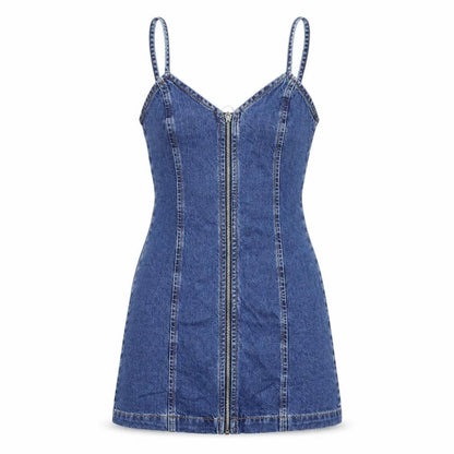 Topshop Womens Blue 100% Silk A-Line Size 6 Scoop Neck Zip