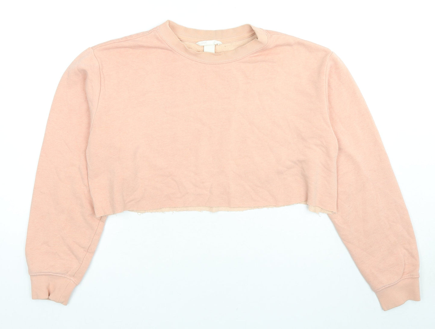 H&M Womens Beige Cotton Pullover Sweatshirt Size S Pullover - Cropped