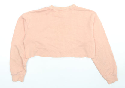 H&M Womens Beige Cotton Pullover Sweatshirt Size S Pullover - Cropped