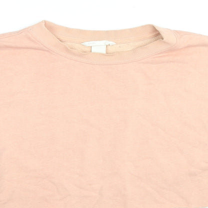 H&M Womens Beige Cotton Pullover Sweatshirt Size S Pullover - Cropped