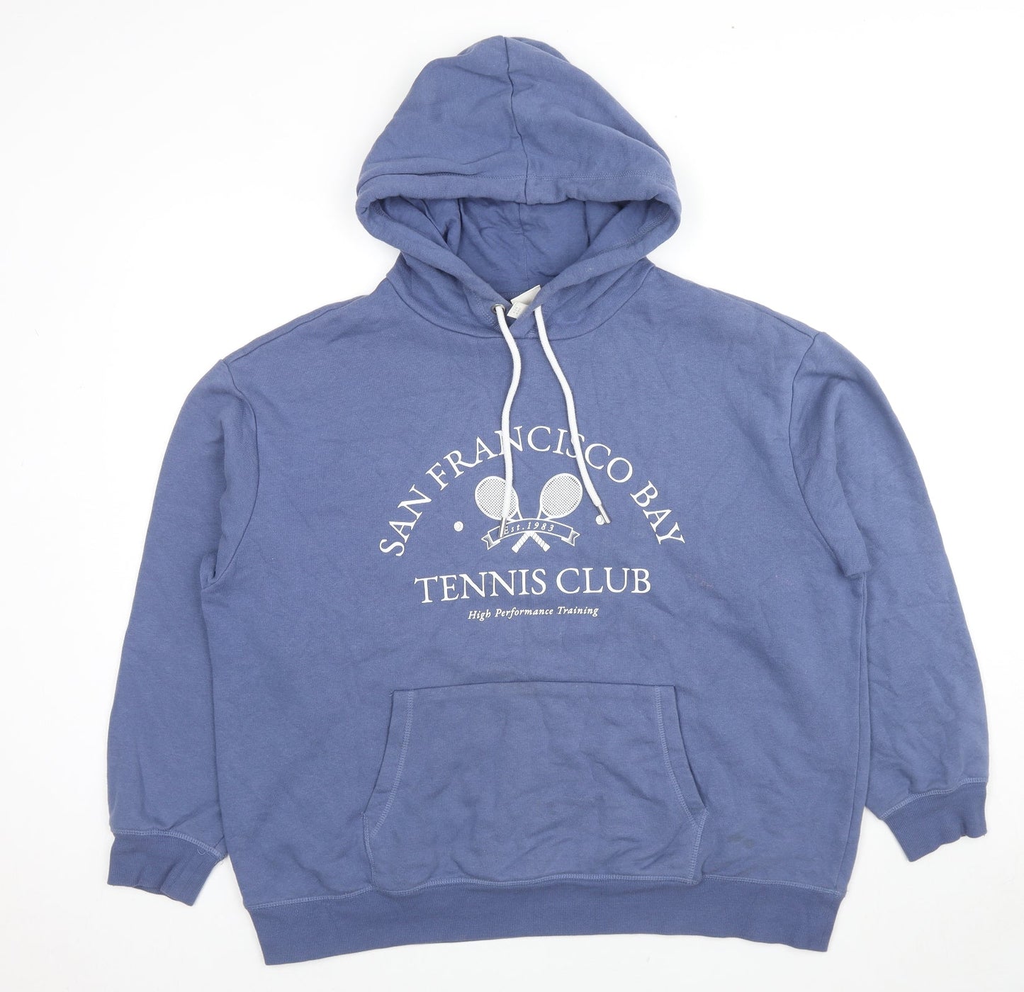 H&M Womens Blue Cotton Pullover Hoodie Size L Pullover - San Francisco Tennis Club
