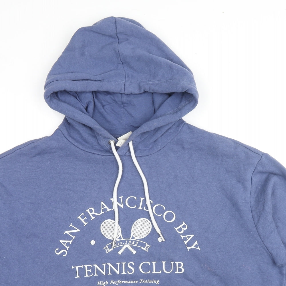 H&M Womens Blue Cotton Pullover Hoodie Size L Pullover - San Francisco Tennis Club