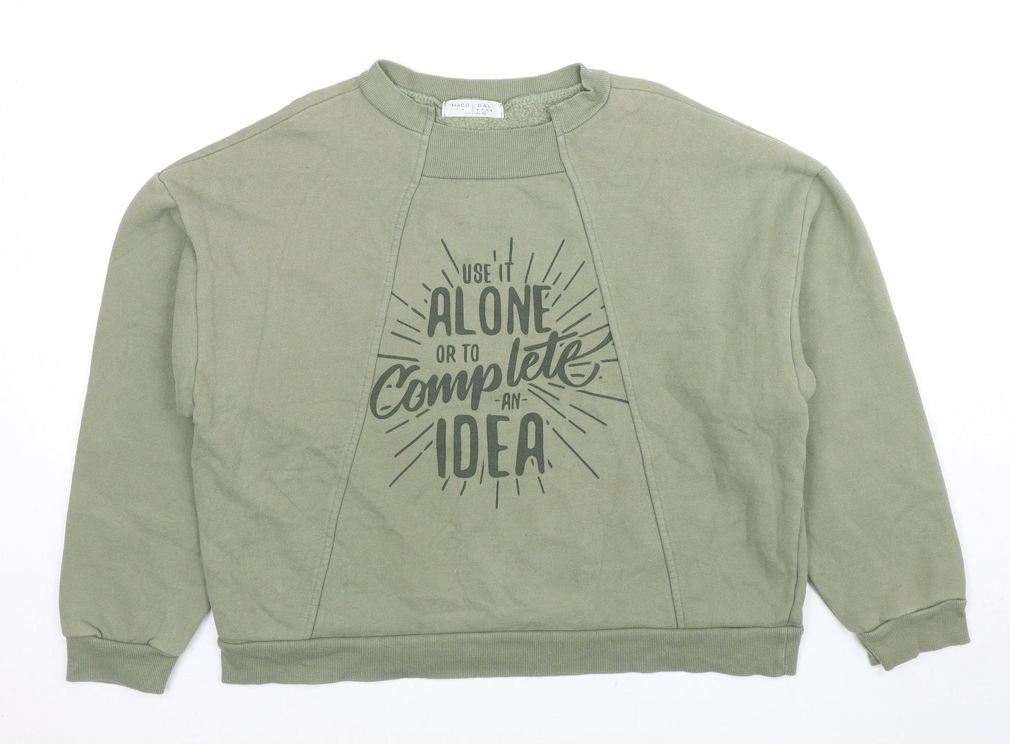 Haco Dal Womens Green Cotton Pullover Sweatshirt Size 12 Pullover - Use It Alone Or To Complete An Idea, Cropped
