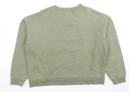 Haco Dal Womens Green Cotton Pullover Sweatshirt Size 12 Pullover - Use It Alone Or To Complete An Idea, Cropped