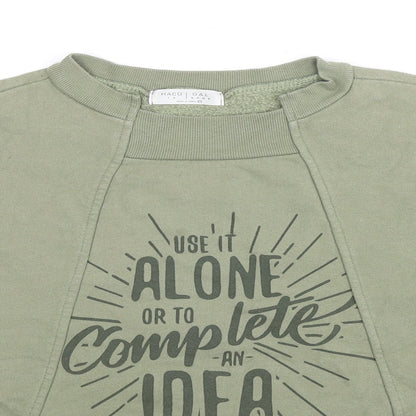 Haco Dal Womens Green Cotton Pullover Sweatshirt Size 12 Pullover - Use It Alone Or To Complete An Idea, Cropped